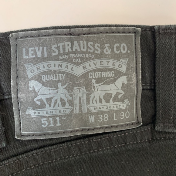 Levi’s 511 Men’s Slim Straight Fit Jeans Black Size 38x30 - Picture 2 of 6